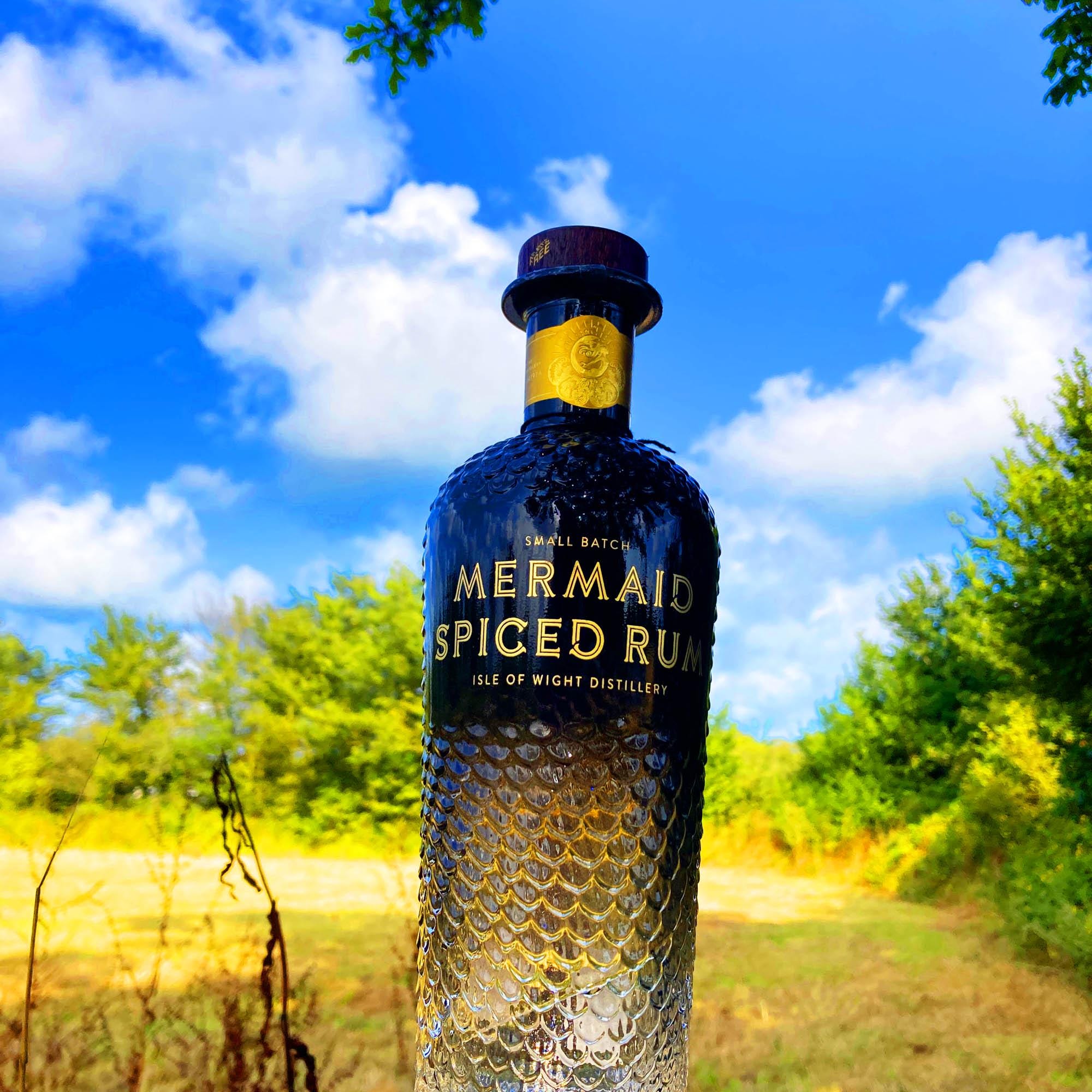 Black Murano Mermaid Glass Spiced Rum Bottle Black From Isle of