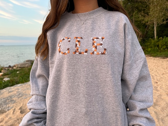 Custom Embroidered Flower Sweatshirt - College, School, City