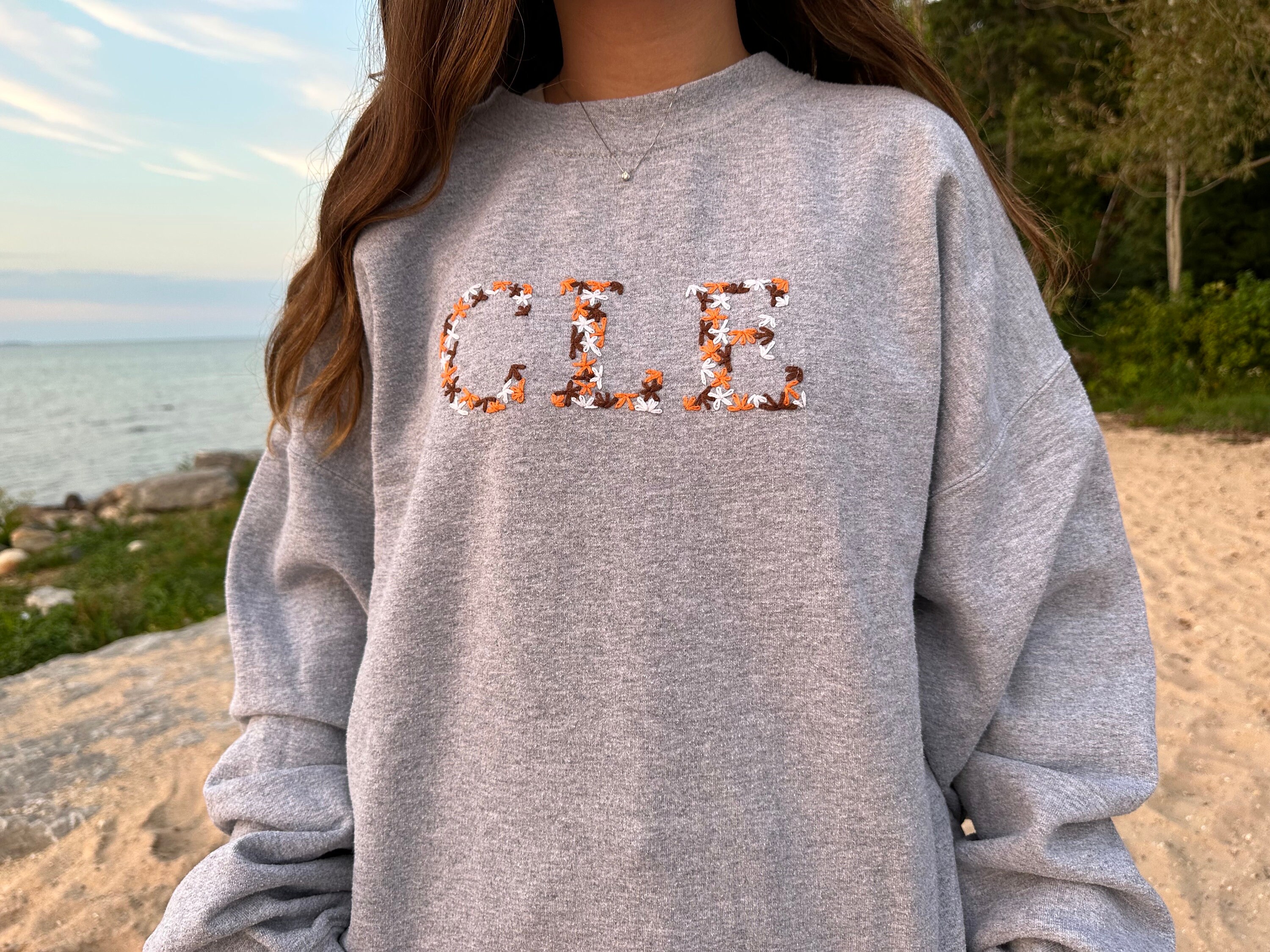Custom Embroidered Flower Sweatshirt - College, School, City