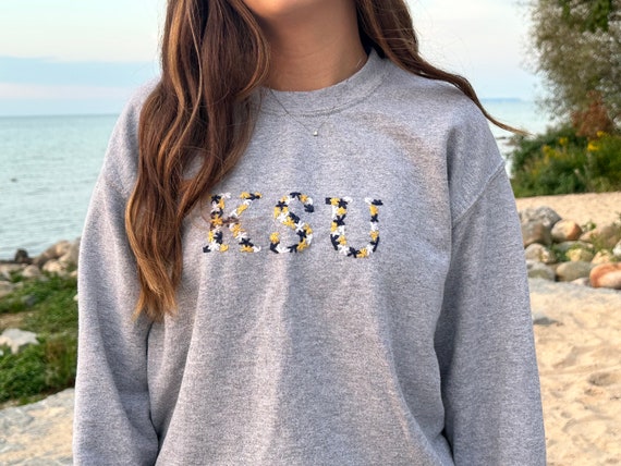 Custom Embroidered Flower Sweatshirt - College, School, City