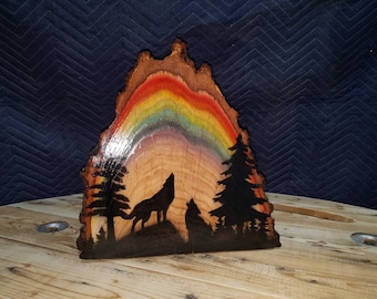 Natural wood art for the not-so-lone wolf
