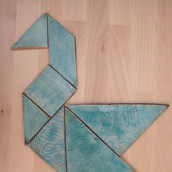 Tangram, chińska układanka, ceramika raku