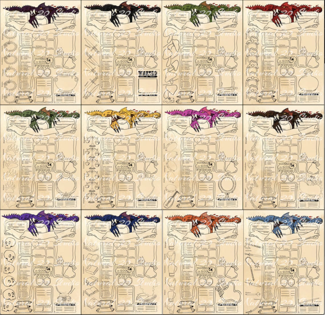 dd all class character sheets dnd 5e barbarian bard etsy