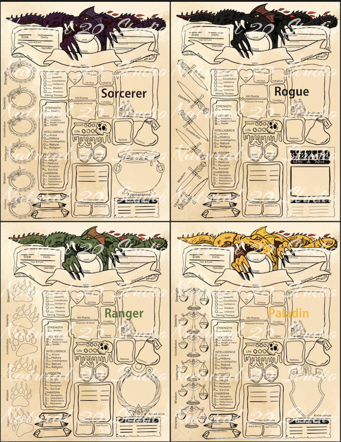 dd all class character sheets dnd 5e barbarian bard