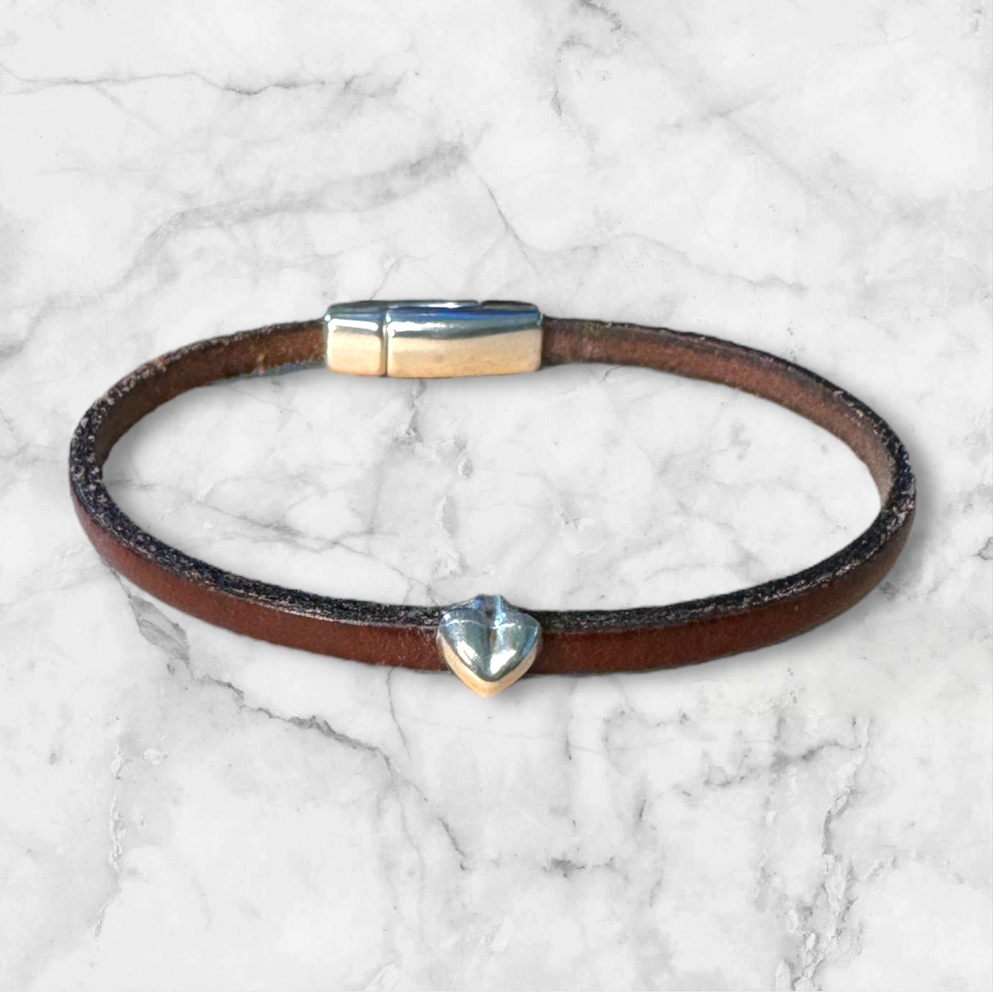 ブレスレット Numbering Wavy Heart Leather Cord Bracelet #5959 5BNY882 Leather Bracelet With Heart - Etsy