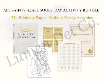 All Saints’ & All Souls’ Day Catholic Family Activity Bundle | Printable Worksheets, Coloring Pages, Games, Prayers, Digital Download PDF