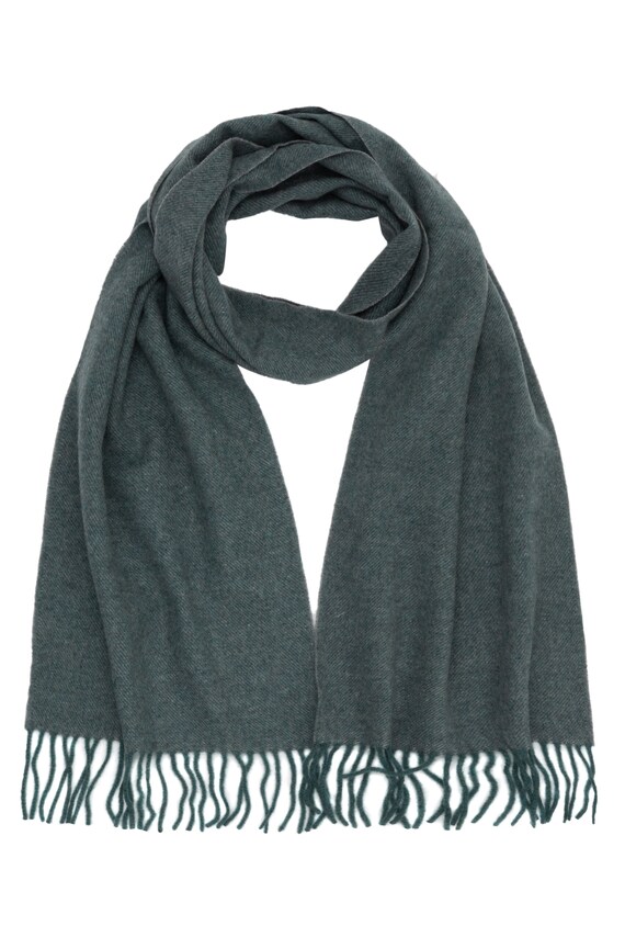 Green Woven Pure Cashmere Scarf Etsy