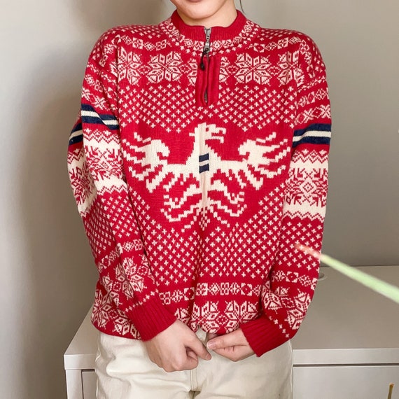 Red Fair Isle Christmas vintage sweater
