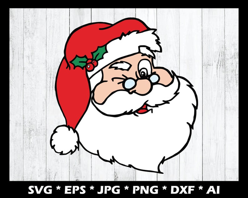 Download Winking Santa / SVG / EPS / DXF / png / jpg / ai / Digital ...