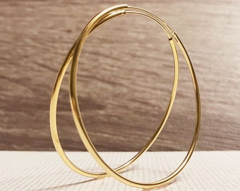 Large gold hoop earrings,  creolen gold 40mm 50mm 60mm