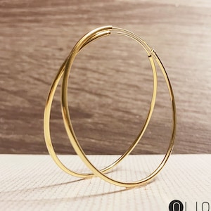 Large gold hoop earrings,  creolen gold 40mm 50mm 60mm
