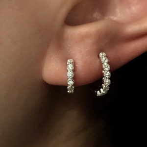 Mini cz hoop earrings, cz  huggie hoops, sleeper hoop earrings