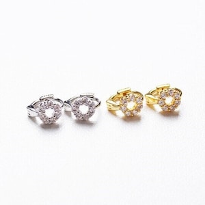 Mini cz hoop earrings, cz  huggie hoops, sleeper hoop earrings,  swarovski crystal earrings