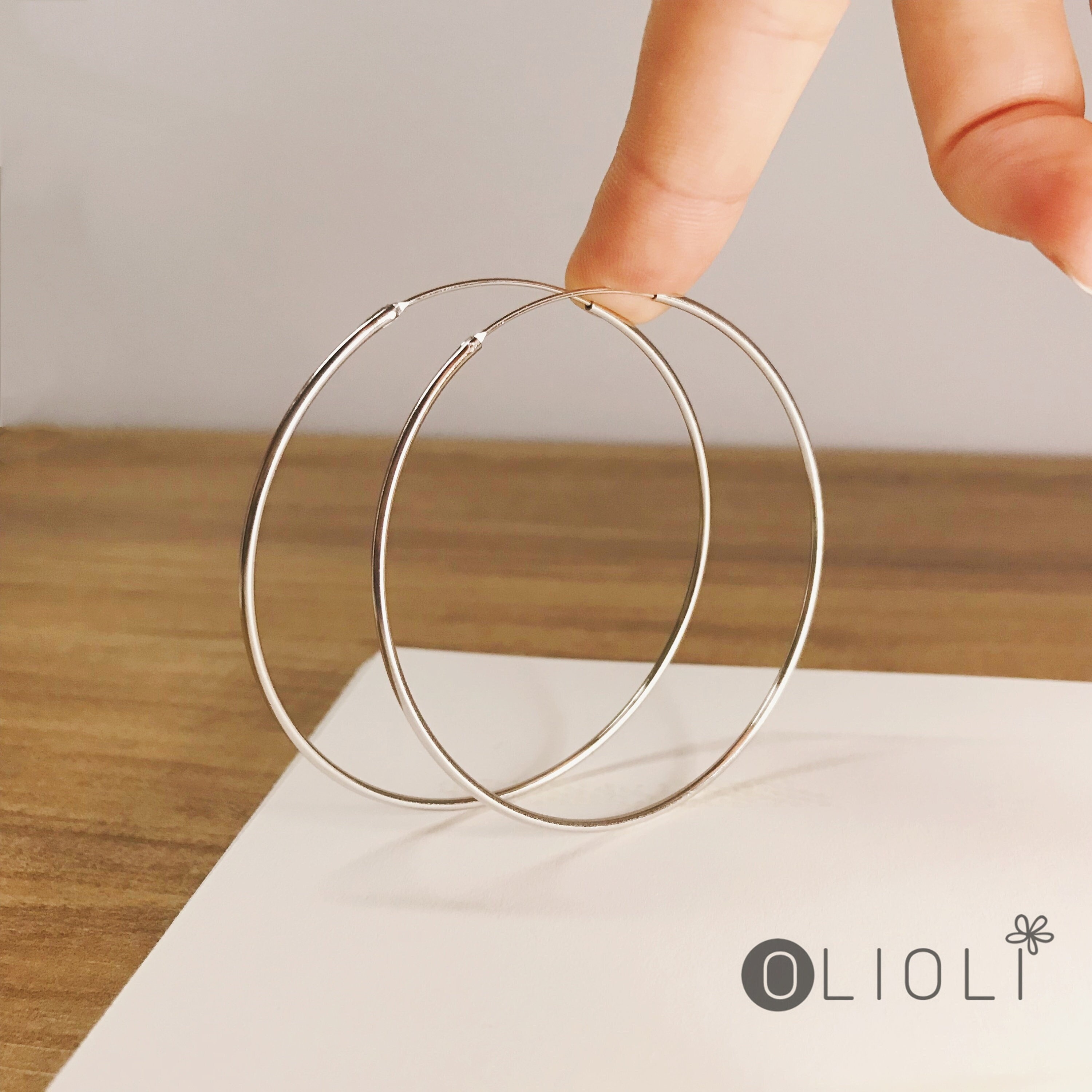 LOUMILEO Orecchini Argento 925 Donna Grandi Cerchio Ipoallergenico Sottili 30/40/50/60/65/70 MM - Foto 4