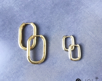 Pure 925 silver hoop earring, rounded square earring, square hoop earring, gold hoop earring