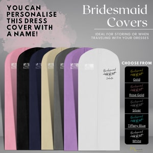 Bridesmaid Dress Bag Personalized with Floral Garland Print 24 x 72 party dress cover, wedding garment bag Hoesh International UK zdjęcie 1