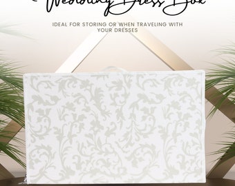 Hoesh UK White Floral Wedding Dress Travel Storage Box With INTERNAL POCKETS