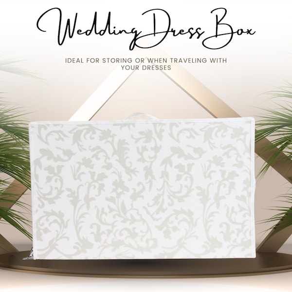 Hoesh UK White Floral Wedding Dress Travel Storage Box With INTERNAL POCKETS