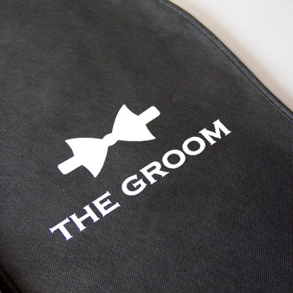 Personalised Groom Suit Cover Mens Garment Bag with Bowtie Wedding Gift Idea for Him HOESH UK