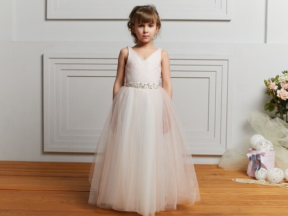 etsy blush flower girl dress