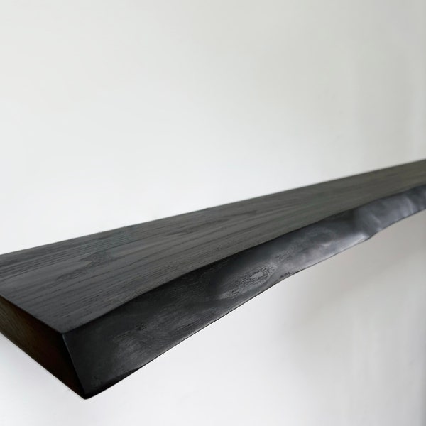 Ash Black Floating Shelf Rustic Wood Wall Shelf