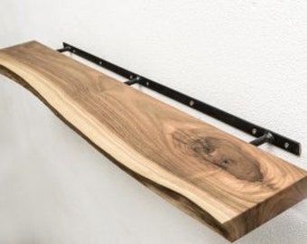 Walnut Floating Shelves, Custom Wood Shelves, Rustic Shelves, Bathroom Shelves with Bracket, Long Book Shelves,Kitchen Shelves