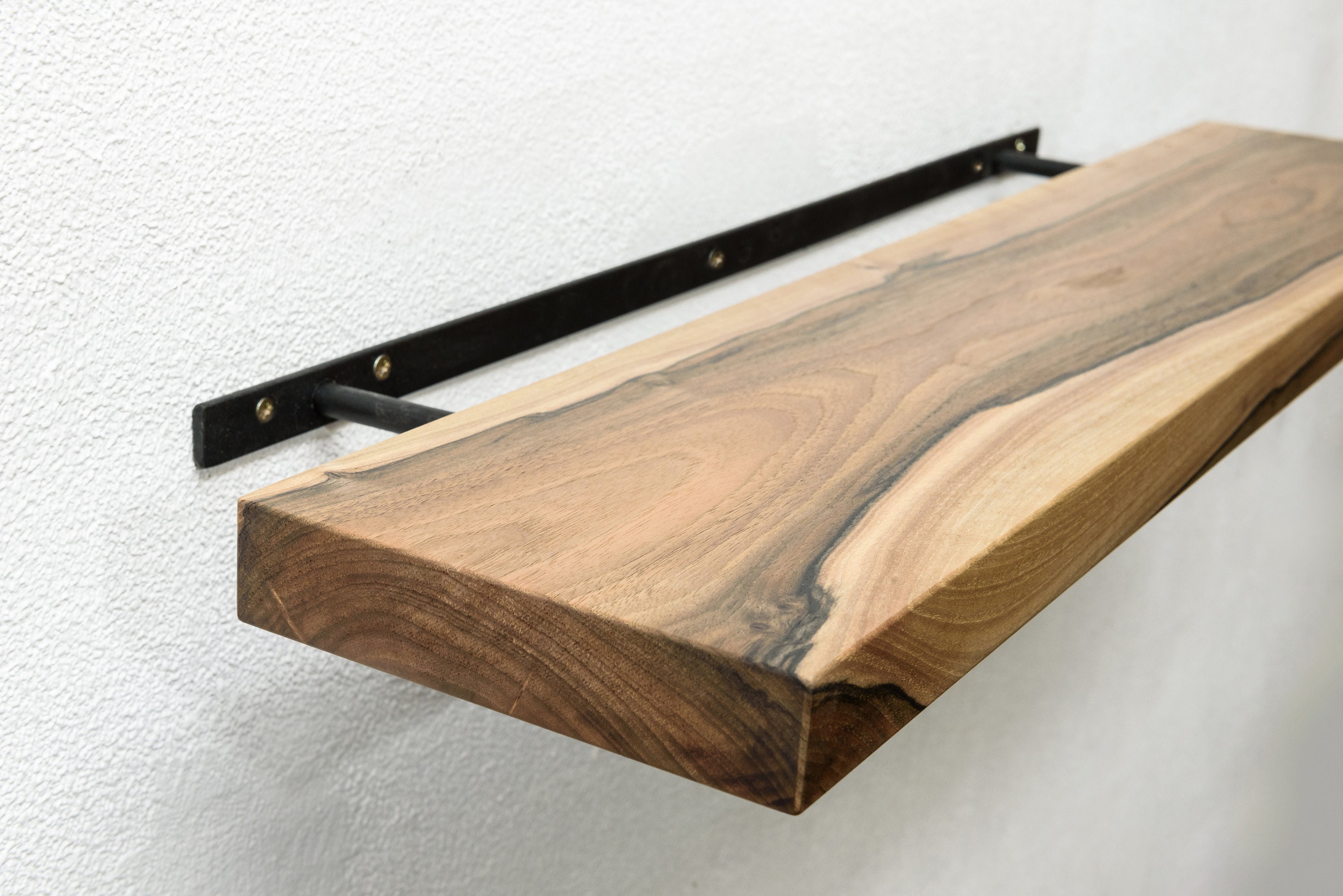 Walnut Floating Shelves, Custom Wood Shelves, Rustic Shelves, Bathroom Shelves with Bracket, Long Book Shelves,Kitchen Shelves