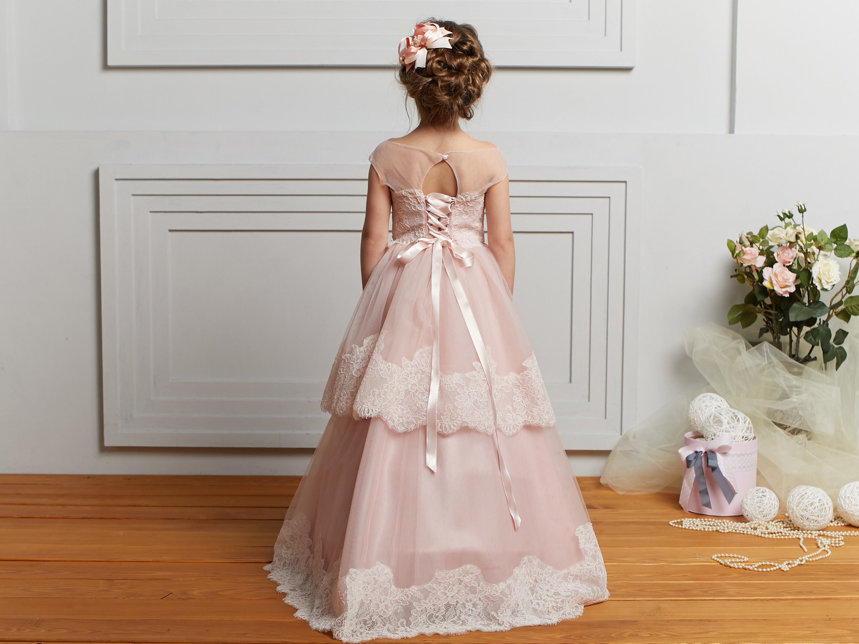 Blush Flower Girl Dresses tulle Junior Bridesmaid dress Etsy