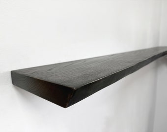 Estante flotante negro sólido / Almacenamiento de pared minimalista