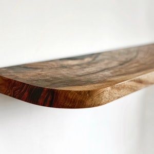 Walnut Floating Shelves with Rounded Corners,Natural Wood Oak Shelf,Living Room Decor,Bracketless Shelving,Wooden Bookshelf,Different Styles
