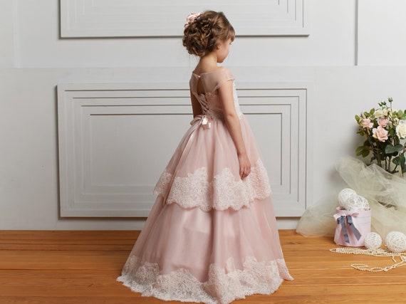 blush childrens bridesmaid dresses