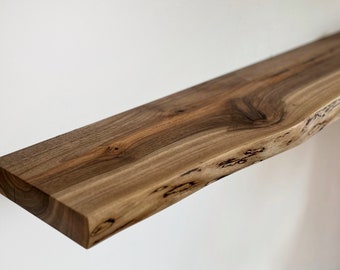 Walnut Floating Shelves, Custom Wood Shelves, Rustic Shelves, Bathroom Shelves with Bracket, Long Book Shelves,Kitchen Shelves