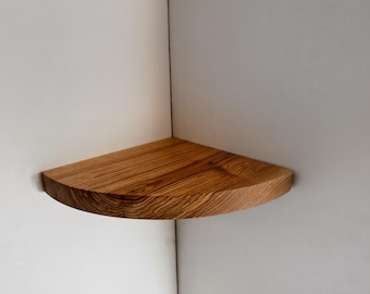 Estantes flotantes de esquina en madera maciza de roble grueso