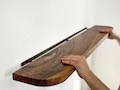 Solid Walnut Rounded Floating Kitchen Shelf, Handmade Dark Wood Wall Decor product logo