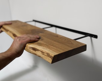Rustic Walnut Floating Shelf, Live Edge Wood, Custom Sizes