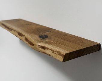 Rustic Walnut Floating Shelf, Live Edge Wood, Custom Sizes