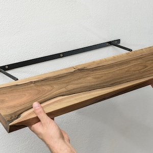 Walnut Floating Shelves, Custom Wood Shelves, Rustic Shelves, Bathroom Shelves with Bracket, Long Book Shelves,Kitchen Shelves