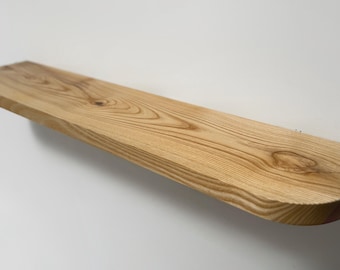 Floating Wall Shelf | Solid Ash Wood | Modern Rustic Decor