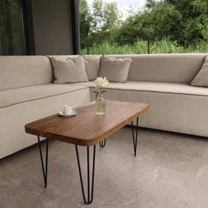 Coffee Table with Rounded Edges, Solid Walnut Living Room Table