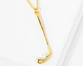 Golf Club Necklace, Golf Pendant, Sports Jewelry for Her, Golfer Gift Necklace, Golf Lover Jewelry, Coach Gift, Gold Dipped Necklace