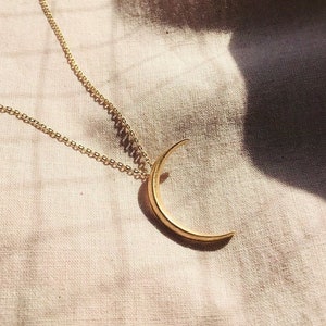 Silvery Edge - 18K Gold Dipped Waning Crescent Moon Necklace, Gold Finish, Silver Finish, Handcrafted, Encouragement Gift jewelry