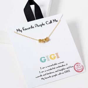 GiGi Necklace, Meaningful Jewelry for Grandma, Gift for GiGi, Grandmother Necklace, Family Jewelry, Gold Dipped Necklace
