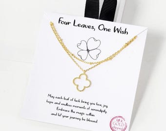 18K Gold getaucht Klee Halskette, zwei-Schicht-Glücksbringer