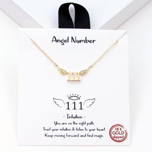 Angel Number Necklace, 18K Gold Dipped Hypoallergenic, Spiritual Jewelry Gift for Her, Lucky Charm, Lucky Number Necklace, Inspirational.