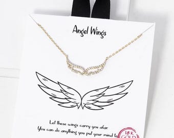 Collar de alas de ángel bañadas en oro de 18 quilates, joyería de la guarda