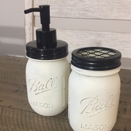 Mason Jar Kitchen Canisters Set Utensil Holder Salt and | Etsy