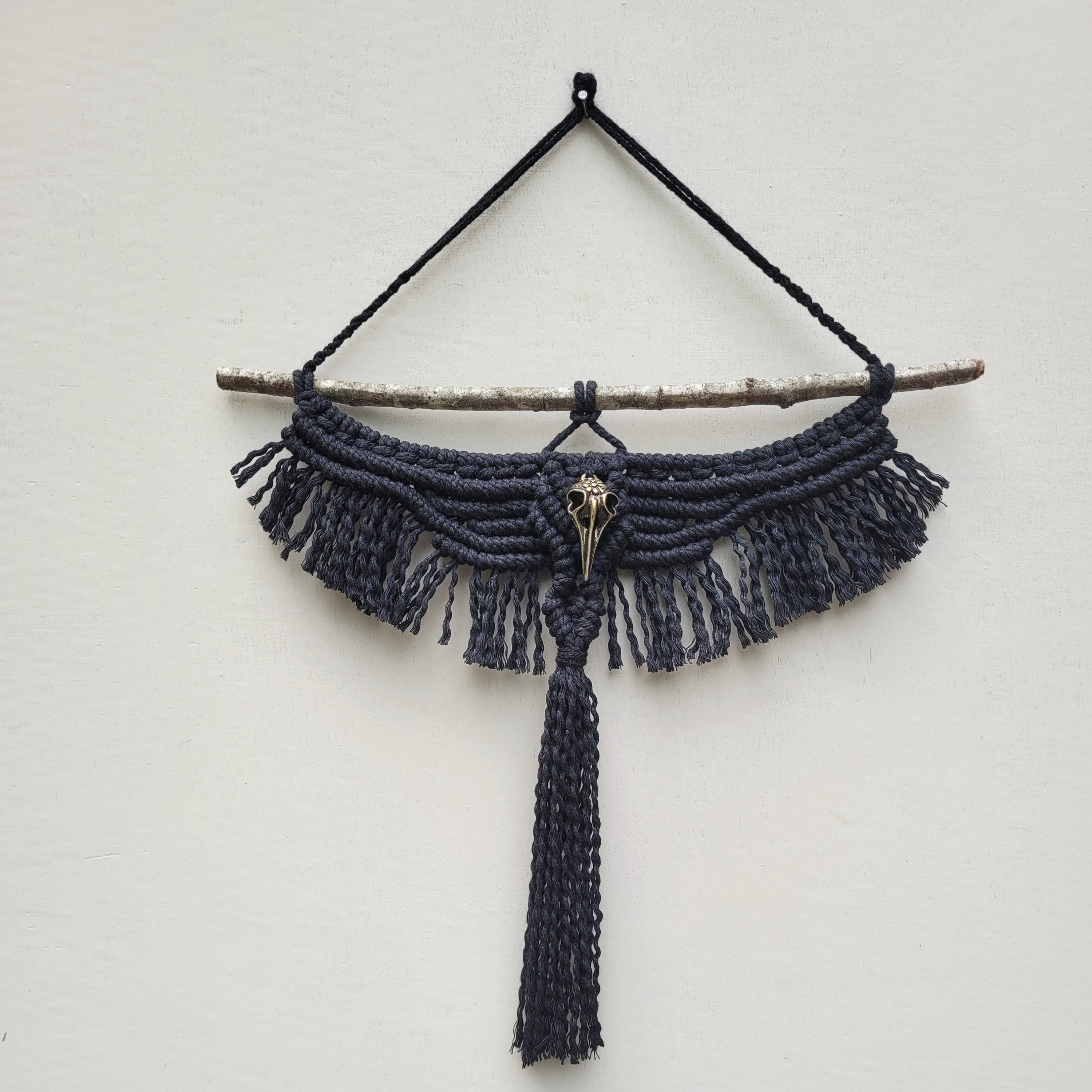 Crow Macrame Wall Hanging, "The Morrigu", Crow Goddess Paga…