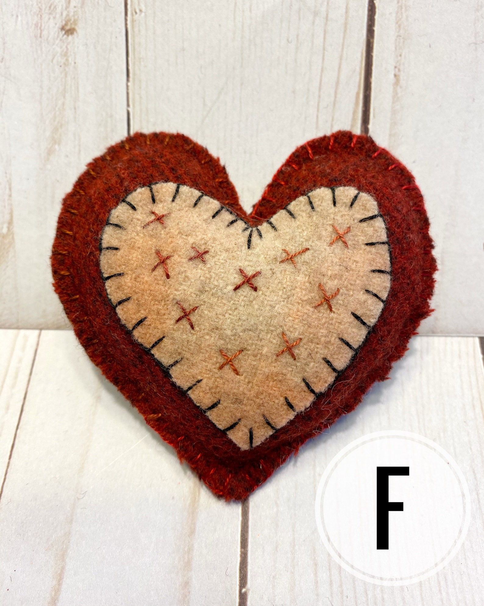 Mini Heart Pillow Handmade Wool Appliqué Valentines Day Etsy