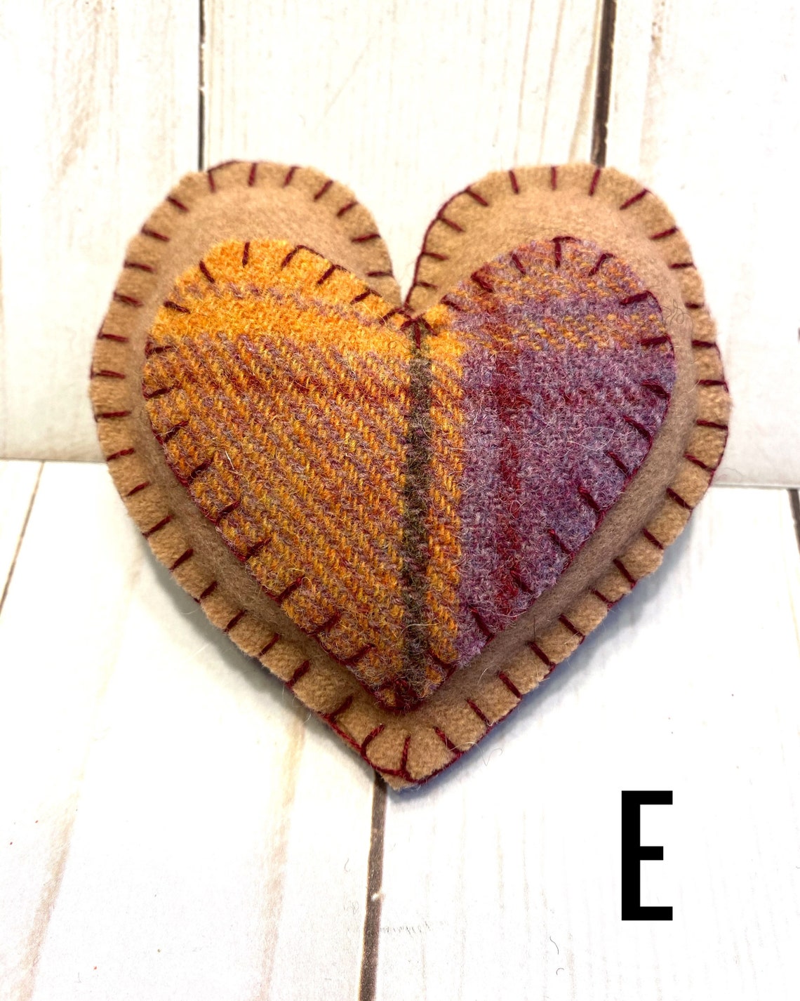 Mini Heart Pillow Handmade Wool Appliqué Valentines Day Etsy