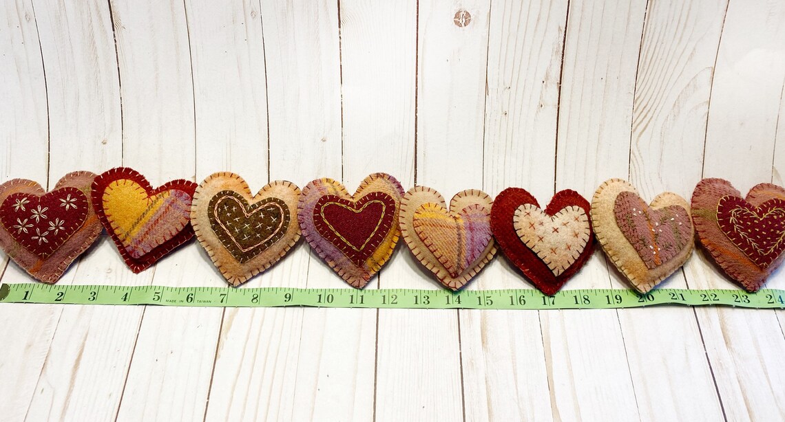 Mini Heart Pillow Handmade Wool Appliqué Valentines Day Etsy